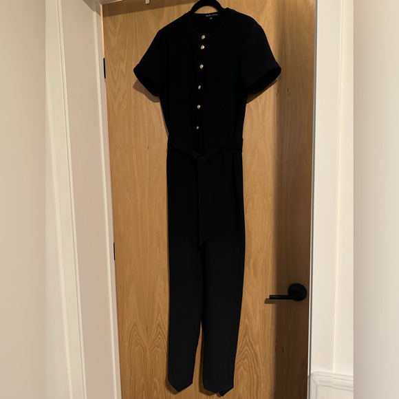 Sezane x Madewell crepe Juliette jumpsuit, size 4, black with gold buttons - Picture 2 of 4